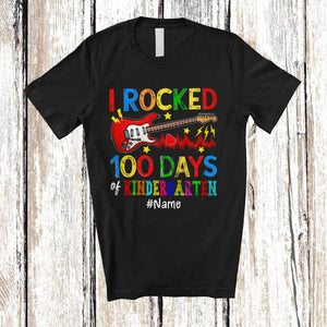 MacnyStore - Personalized I Rocked 100th Day of Kindergarten; Amusing School Bass Guitar; Custom Name Guitarist T-Shirt