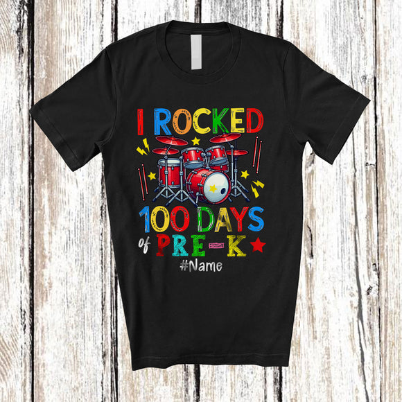 MacnyStore - Personalized I Rocked 100th Day of Pre-K; Amusing School Drum; Custom Name Drummer T-Shirt