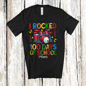 MacnyStore - Personalized I Rocked 100th Day of School; Amusing School Drum; Custom Name Drummer T-Shirt