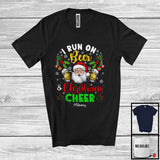 MacnyStore - Personalized I Run On Beer And Christmas Cheer; Joyful Custom Name Santa; Drinking T-Shirt