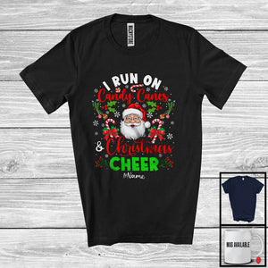 MacnyStore - Personalized I Run On Candy Canes And Christmas Cheer; Joyful Custom Name Santa; Family T-Shirt