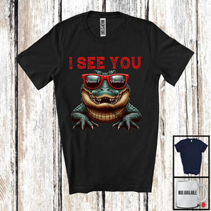 MacnyStore - Personalized I See You, Adorable Custom Name Alligator Sunglasses, Wild Animal Alligator Lover T-Shirt