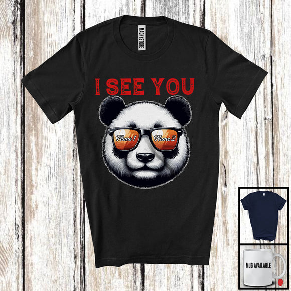 MacnyStore - Personalized I See You, Adorable Custom Name Panda Sunglasses, Wild Animal Panda Lover T-Shirt