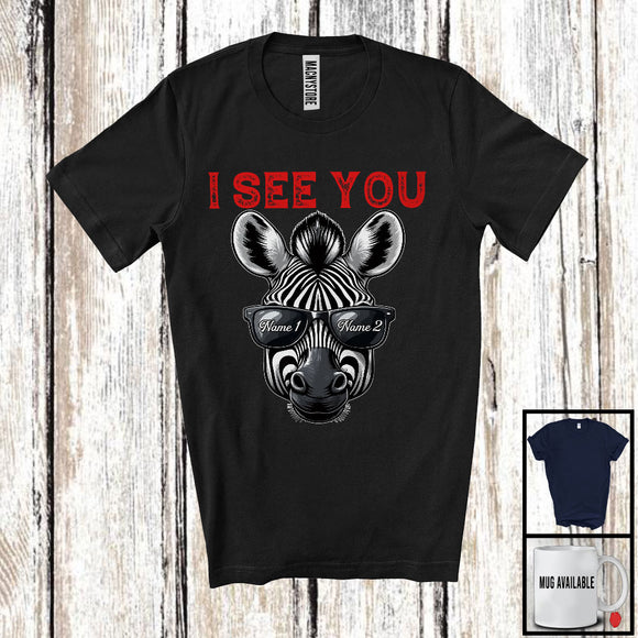 MacnyStore - Personalized I See You, Adorable Custom Name Zebra Sunglasses, Wild Animal Zebra Lover T-Shirt