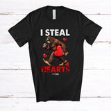 MacnyStore - Personalized I Steal Hearts; Adorable Valentine Bigfoot Holding Hearts; Custom Name Men Single T-Shirt