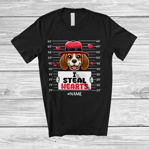 MacnyStore - Personalized I Steal Hearts; Lovely Valentine Custom Name Beagle Owner; Family Group T-Shirt