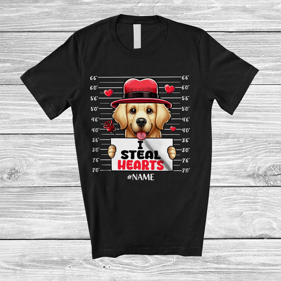 MacnyStore - Personalized I Steal Hearts; Lovely Valentine Custom Name Golden Retriever Owner; Family Group T-Shirt