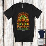 MacnyStore - Personalized I Teach The Cutest 4th Grade Pumpkins; Joyful Thanksgiving Rainbow; Custom Name Teacher T-Shirt