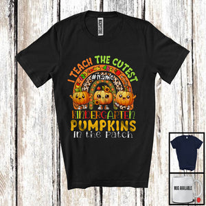 MacnyStore - Personalized I Teach The Cutest Kindergarten Pumpkins; Happy Thanksgiving Custom Name Teacher; Rainbow T-Shirt