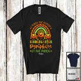 MacnyStore - Personalized I Teach The Cutest Kindergarten Pumpkins; Joyful Thanksgiving Rainbow; Custom Name Teacher T-Shirt