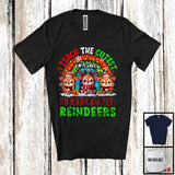 MacnyStore - Personalized I Teach The Cutest Kindergarten Reindeers; Merry Christmas Custom Name Teacher; Rainbow T-Shirt