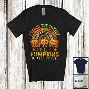 MacnyStore - Personalized I Teach The Cutest Pre-K Pumpkins; Happy Thanksgiving Custom Name Teacher; Rainbow T-Shirt