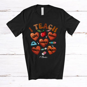 MacnyStore - Personalized I Teach; Joyful Black History Month; Custom Name Afro Students Teacher T-Shirt