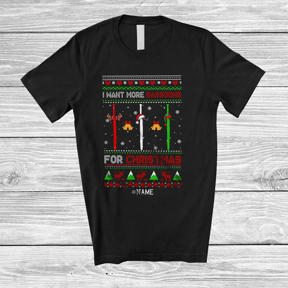 MacnyStore - Personalized I Want More Bassoons For Christmas; Amusing Sweater Custom Name Musical Instrument T-Shirt