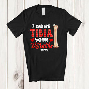 MacnyStore - Personalized I Want Tibia Your Valentine; Joyful Plaid Bone; Custom Name Orthopedic Surgeon T-Shirt