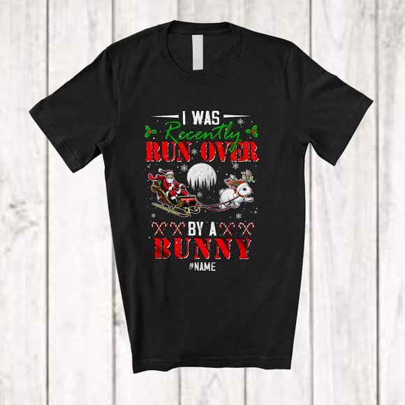 MacnyStore - Personalized I Was Run Over By A Bunny; Awesome Christmas Santa Sleigh; Custom Name Runner T-Shirt