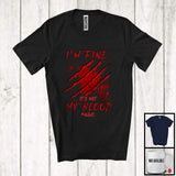 MacnyStore - Personalized I'm Fine It's Not My Blood; Scary Halloween Costume Blood; Custom Name Family T-Shirt