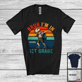 MacnyStore - Personalized I'm In First Grade; Cute Vintage Retro Custom Name Boy Dabbing; 1st Grade Students T-Shirt