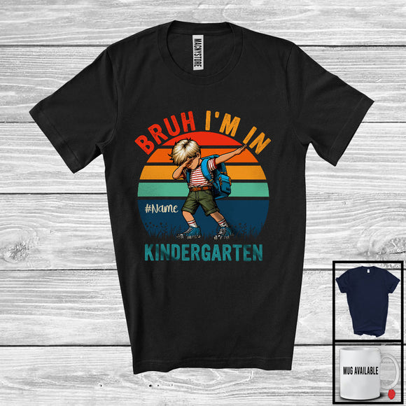 MacnyStore - Personalized I'm In Kindergarten; Cute Vintage Retro Custom Name Boy Dabbing; Kindergarten Students T-Shirt