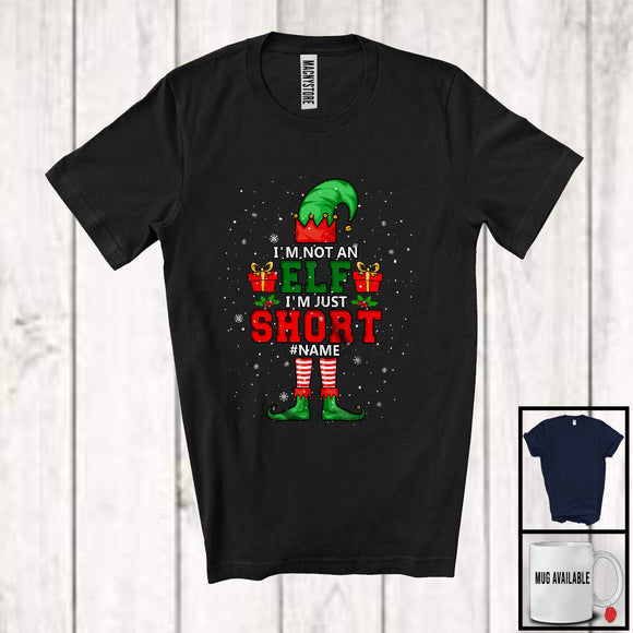 MacnyStore - Personalized I'm Not An Elf I'm Just Short; Joyful Christmas Elf Snow; Custom Name Men Family T-Shirt