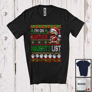 MacnyStore - Personalized I'm On Santa's Naughty List, Cool Christmas Angry Santa Duck, Sweater Family T-Shirt