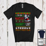 MacnyStore - Personalized I'm On Santa's Naughty List, Cool Christmas Angry Santa Goat, Sweater Family T-Shirt