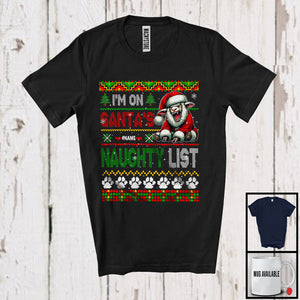 MacnyStore - Personalized I'm On Santa's Naughty List, Cool Christmas Angry Santa Sheep, Sweater Family T-Shirt