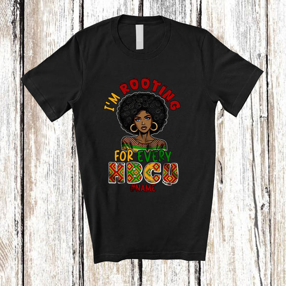 MacnyStore - Personalized I'm Rooting For Every HBCU; Pride Black History Month Custom Name Women Afro T-Shirt