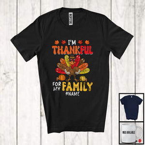 MacnyStore - Personalized I'm Thankful For My Family; Humorous Thanksgiving Turkey; Custom Name Boy Family T-Shirt