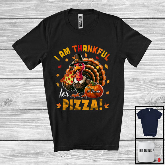 MacnyStore - Personalized I'm Thankful For Pizza; Joyful Thanksgiving Custom Name Turkey; Eating Pizza T-Shirt