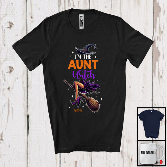 MacnyStore - Personalized I'm The Aunt Witch, Sarcastic Halloween Custom Name Family Group, Witch Lover T-Shirt