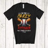 MacnyStore - Personalized I'm The Crazy Pitcher They Warned; Humorous Custom Name Baseball Pitcher Player T-Shirt