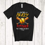 MacnyStore - Personalized I'm The Crazy Pitcher They Warned; Humorous Custom Name Softball Pitcher Player T-Shirt