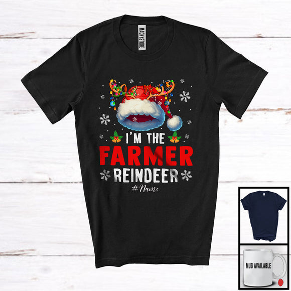 MacnyStore - Personalized I'm The Farmer Reindeer; Proud Christmas Santa Reindeer; Custom Name Jobs T-Shirt