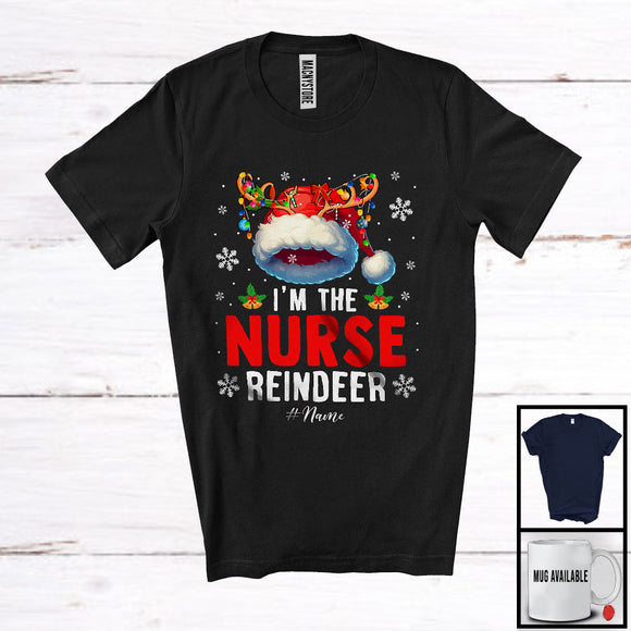 MacnyStore - Personalized I'm The Nurse Reindeer; Proud Christmas Santa Reindeer; Custom Name Jobs T-Shirt