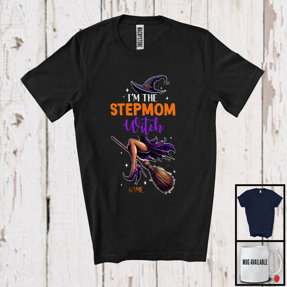 MacnyStore - Personalized I'm The Stepmom Witch, Sarcastic Halloween Custom Name Family Group, Witch Lover T-Shirt