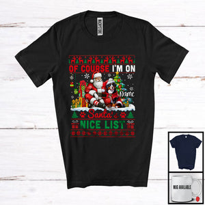 MacnyStore - Personalized I'm on Santa's Nice List, Merry Christmas Sweater Custom Name Entlebucher Mountain Santa T-Shirt