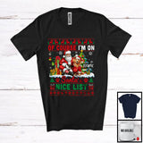 MacnyStore - Personalized I'm on Santa's Nice List, Merry Christmas Sweater Custom Name Golden Retriever Santa T-Shirt