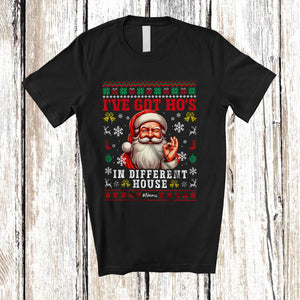 MacnyStore - Personalized I've Got Ho's In Different House; Lovely Christmas Sweater Custom Name Santa Face T-Shirt