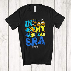 MacnyStore - Personalized In My Hanukkah Era; Lovely Groovy Menorah; Custom Name Family Friends Group T-Shirt