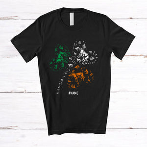 MacnyStore - Personalized Irish Cow Shamrock Shape; Joyful St. Patrick's Day Custom Name Farmer; Family T-Shirt