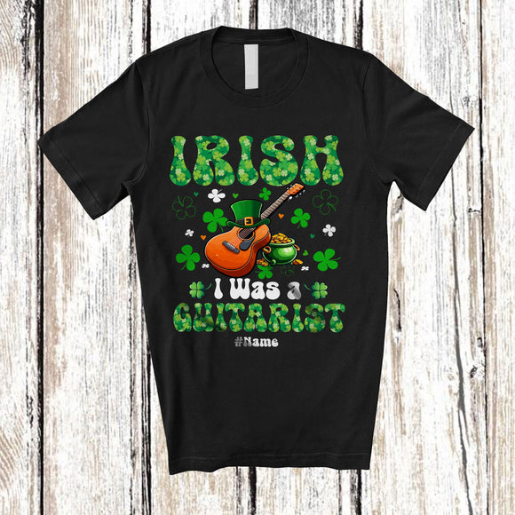 MacnyStore - Personalized Irish I Was A Guitarist; Joyful St. Patrick's Day Shamrocks; Custom Name Job T-Shirt