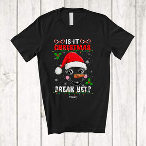 MacnyStore - Personalized Is It Christmas Break Yet; Joyful X-mas Lights Snowman; Vacation Custom Name Teacher T-Shirt