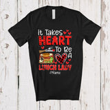 MacnyStore - Personalized It Takes Heart To Be A Lunch Lady; Amazing Valentine Plaid Custom Name Jobs T-Shirt