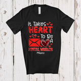 MacnyStore - Personalized It Takes Heart To Be A Postal Worker; Amazing Valentine Plaid Custom Name Jobs T-Shirt