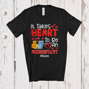 MacnyStore - Personalized It Takes Heart To Be An Accountant; Amazing Valentine Plaid Custom Name Jobs T-Shirt