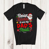 MacnyStore - Personalized It Was My Dad's Fault; Joyful Christmas Santa Face Plaid; Custom Name Family T-Shirt