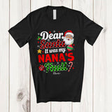 MacnyStore - Personalized It Was My Nana's Fault; Joyful Christmas Santa Face Plaid; Custom Name Family T-Shirt