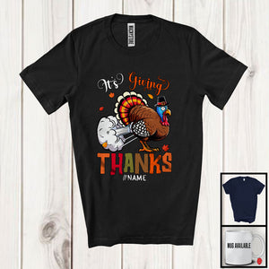 MacnyStore - Personalized It's Giving Thanks; Sarcastic Thanksgiving Custom Name Turkey Farting; Dinner Family T-Shirt