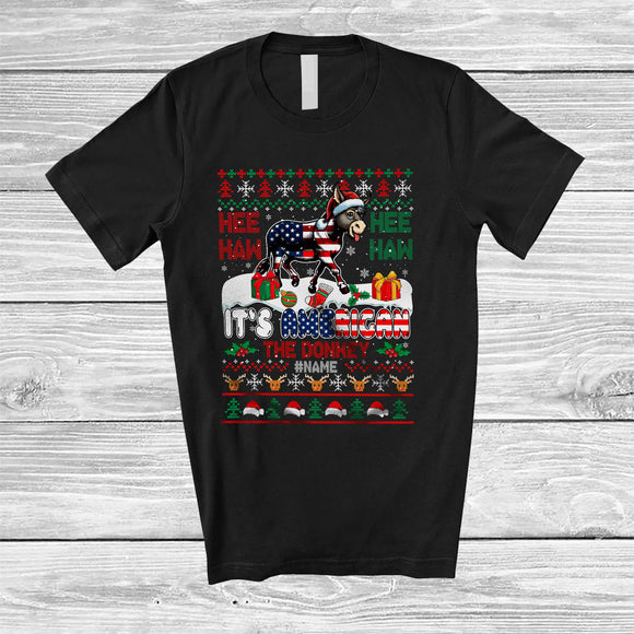 MacnyStore - Personalized It's American The Donkey; Amazing Christmas Sweater; Custom Name Santa Donkey T-Shirt